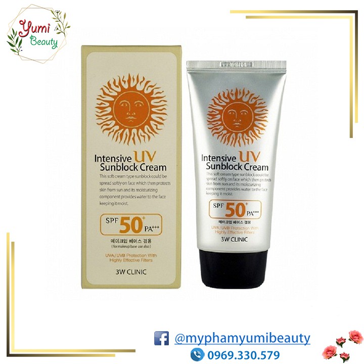 Kem chống nắng 3W Clinic Intensive UV Sunblock Cream SPF 50++ 70ml