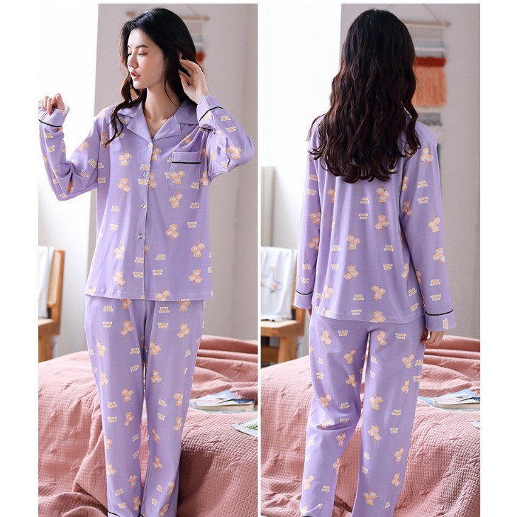 {ẢNH THẬT} Đồ bộ nữ Pijama thu đông mặc nhà chất vải Cotton 100% style Hàn Quốc, sài rất thoải mái- Shop Thủy Bông