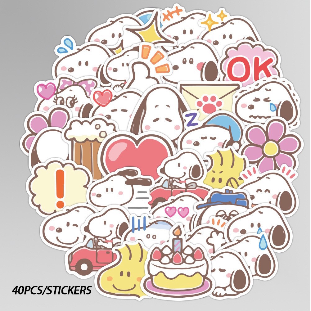 Miếng dán trang trí hình chú chó snoopy xinh xắn chống thấm nước