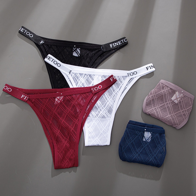 Cute Byte Bộ 4 Quần Lót Ren Lưới In Chữ Gợi Cảm Dễ Thương Cho Nữ