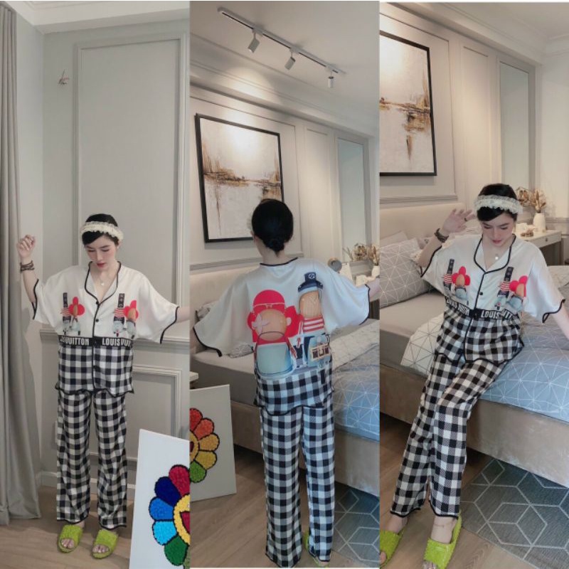 Đồ bộ Pyjama Lụa Cao Cấp, Mẫu áo cánh dơi phiên bản giới hạn - Đồ bộ nữ mặc nhà