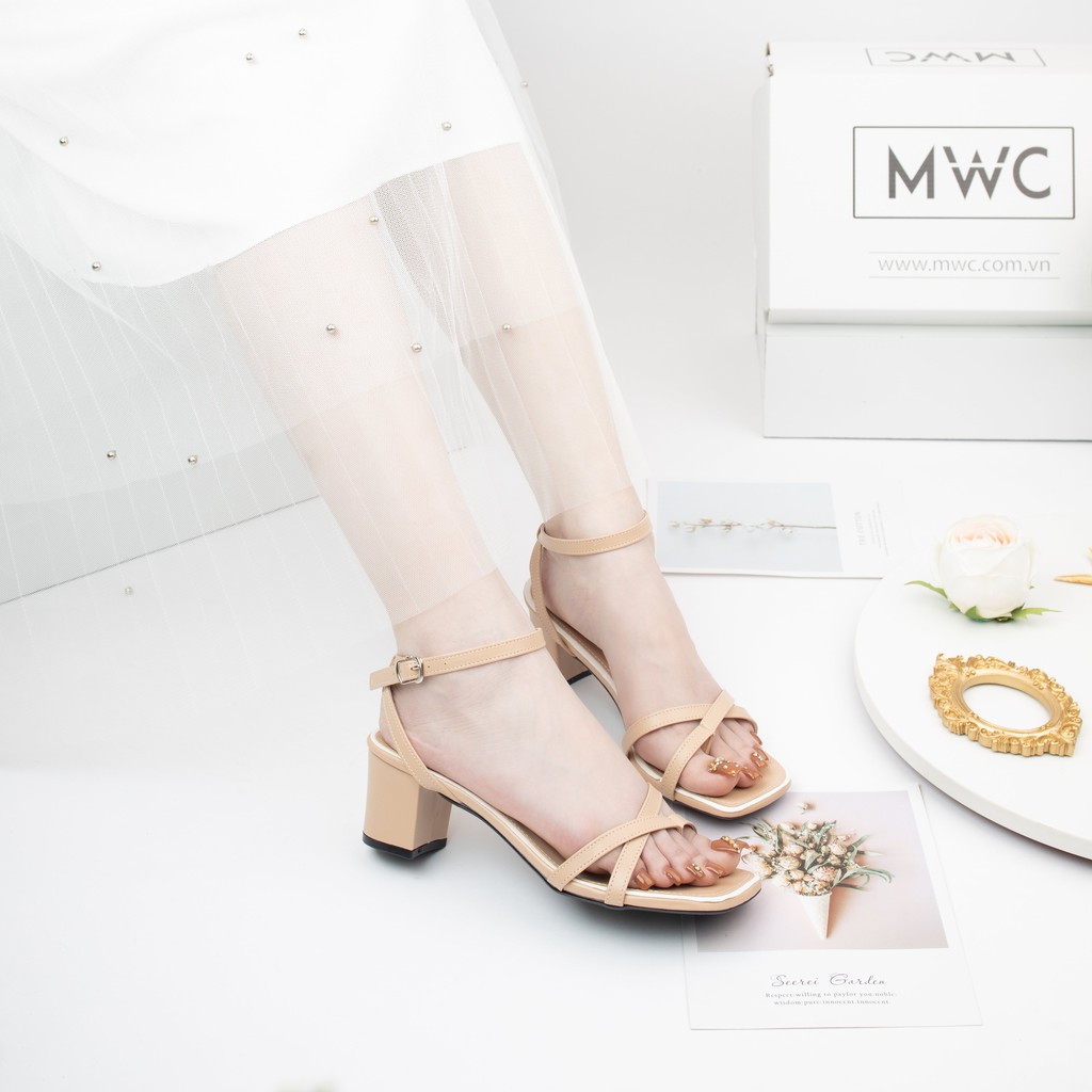 Giày Sandal Cao Gót MWC Đế Vuông 5CM Mũi Vuông NUCG-3925