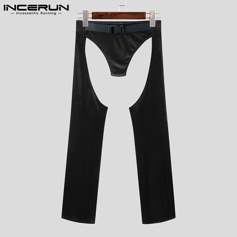 Quần dài INCERUN ống loe màu trơn thiết kế khoét lỗ thời trang quyến rũ cho nam