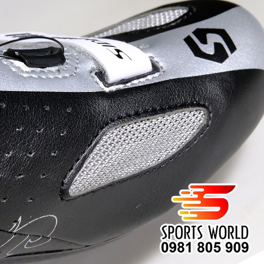 Giày can đạp xe, đế CARBON, 2 khóa vặn, dòng Road - SIDEBIKE SD-002-Bạc