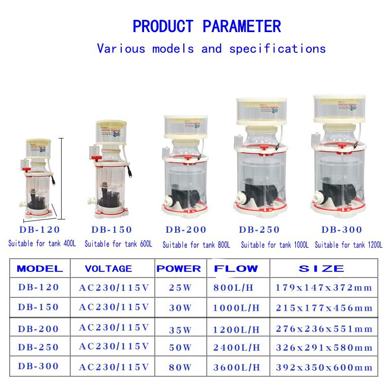 Skimmer Boyu DB tách bọt nitrogenizer protein bể cá, bể nước mặn, bể thủy sinh cao cấp