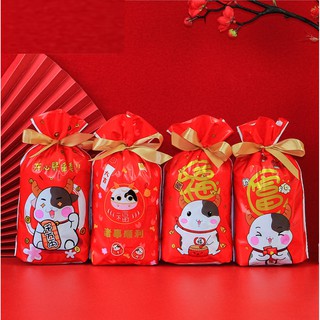 Túi Rút Nơ đựng Bánh Kẹo Tết Trâu Tân Sửu 2021 (Set 50c/bịch)