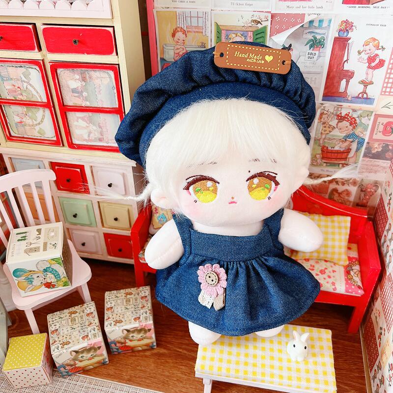 Set Đầm Denim + Nón Yibo Chen Linong Ikun TFBOYS Karry TNT Dễ Thương 20cm Làm Quà Tặng Cho Búp Bê