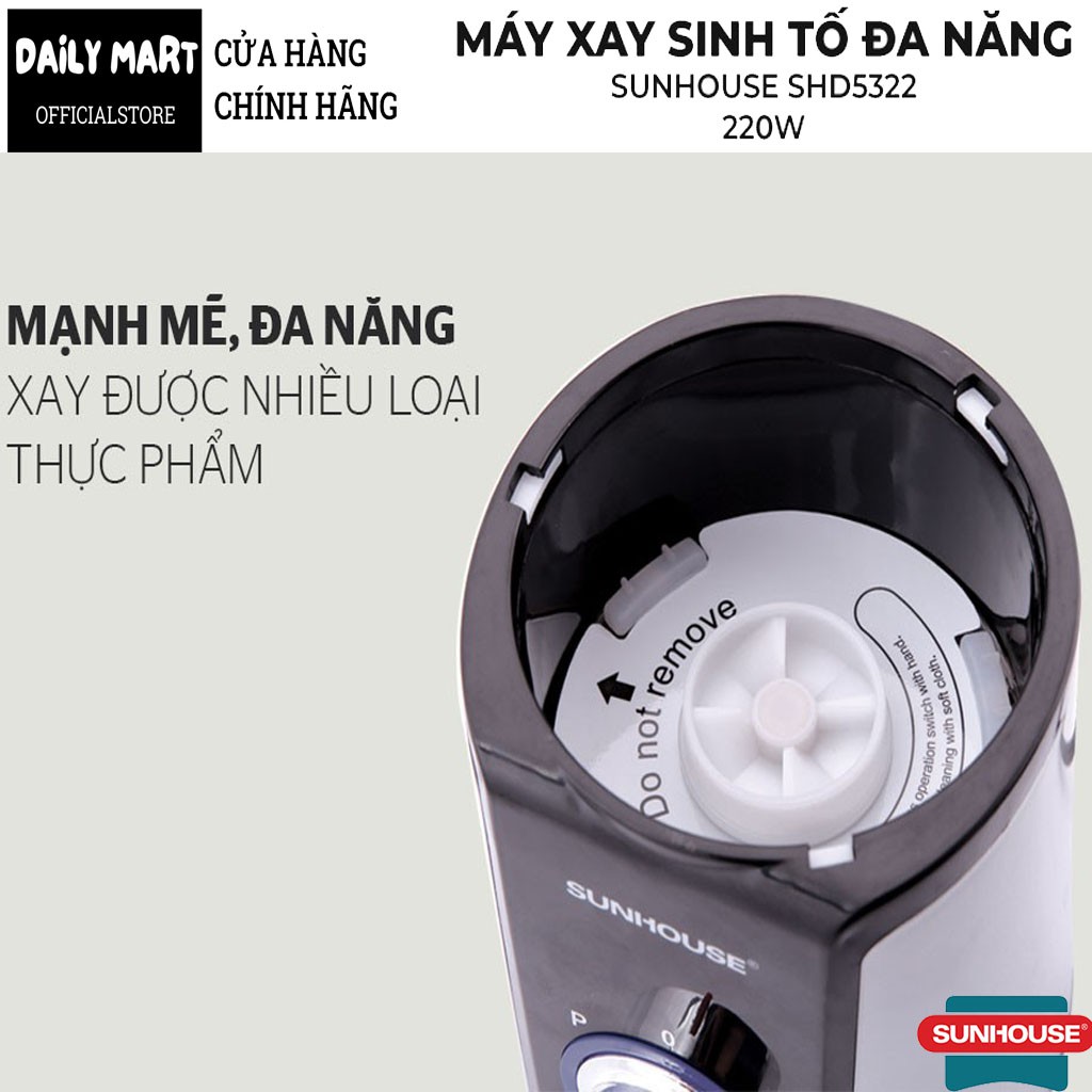 Máy Xay Sinh Tố 3 Cối Nhựa Sunhouse SHD5322B 220W - Máy Sinh Tố Đa Năng Thiết Kế Thông Minh