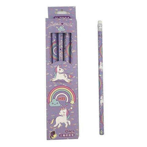 BÚT CHÌ NGỰA PONY UNICORN MÀU TÍM HỘP 12 CÂY