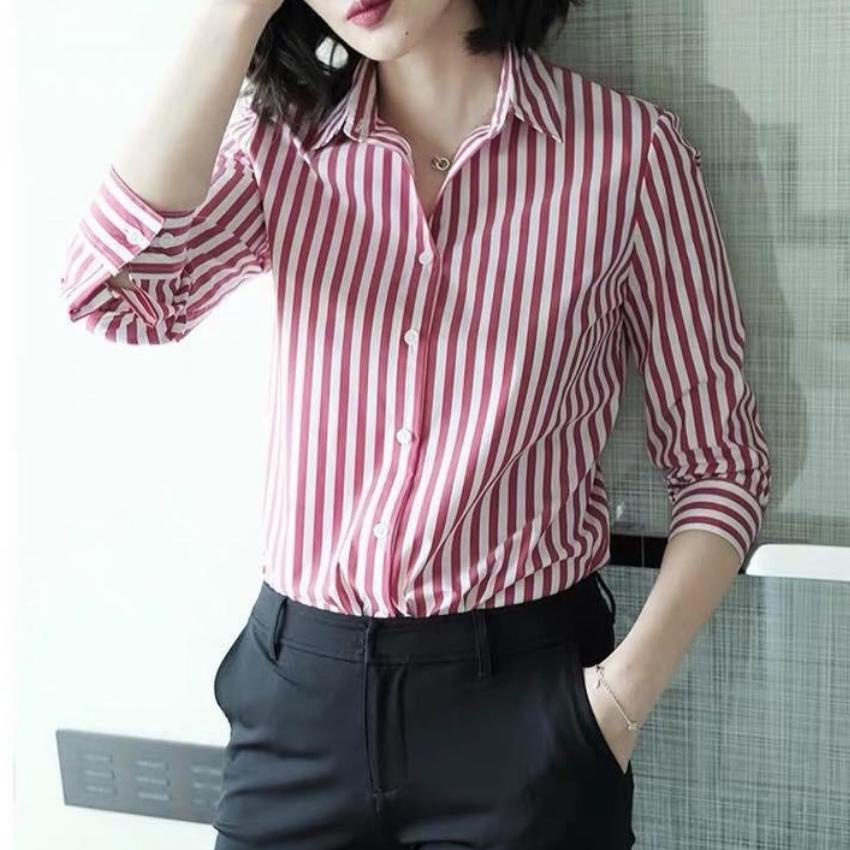 Áo Sơ Mi Nữ Công Sở dài Tay Kẻ Sọc Thời Trang  PONIVA Chất Liệu Mềm Mại Thấm Hút Mồ Hôi Tốt