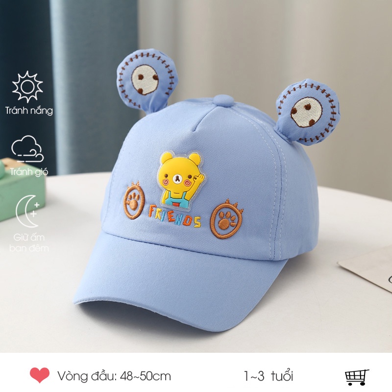 Nón mũ lưỡi trai trẻ em chống nắng 1-3 tuổi, hoạt hình ẾCH dễ thương, chất liệu cao cấp, phong cách Hàn Quốc Poco Home