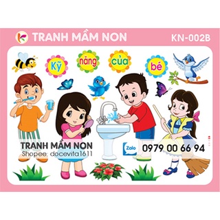 Decal mầm non-KỸ NĂNG THỰC HÀNH CỦA BÉ KN-002 khổ lớn 127x80