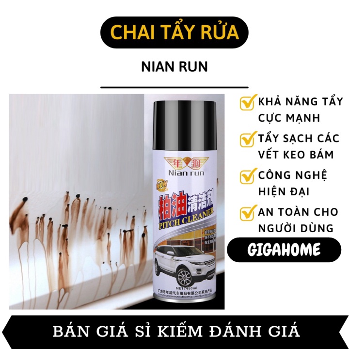 Chai tẩy rửa xe GIÁ VỐN Chai xịt tẩy nhựa đường vệ sinh ô tô, xe máy, có khả năng tẩy cực mạnh 9685