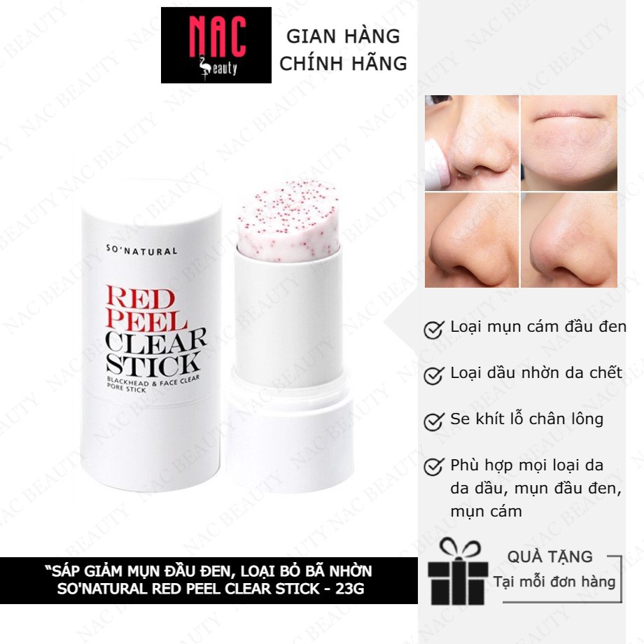 Sáp giảm mụn đầu đen, loại bỏ bã nhờn So'Natural Red Peel Clear Stick 23g