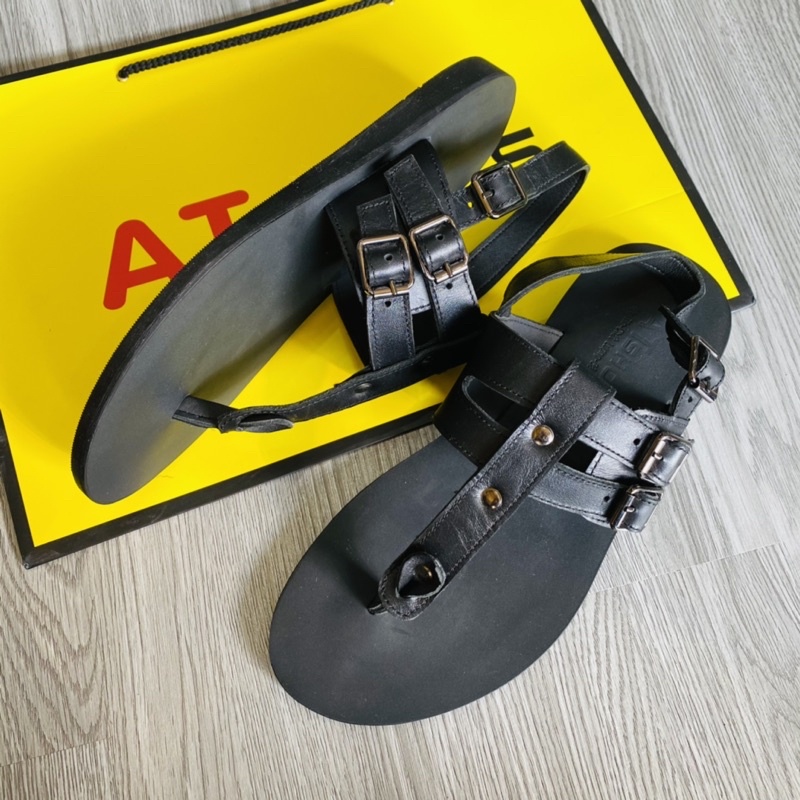 Sandal Unisex, dép quai ngang, dép nam da bò, không thấm nước, êm chân thoải mái  Atshoes XDMM02