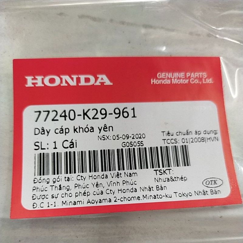 Dây kéo yên ( Mở Yên ) Honda Sh mode 125 đời khóa Smartkey