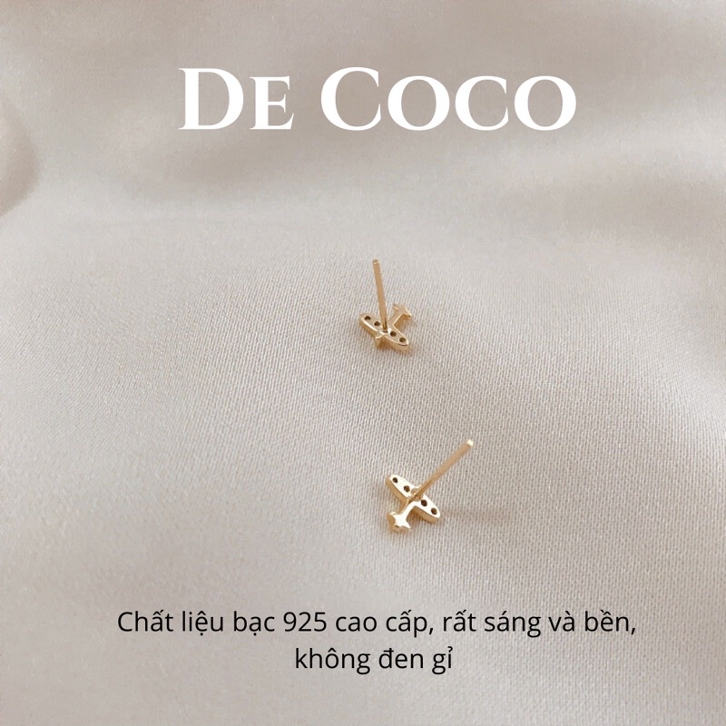 Khuyên tai bạc hình máy bay mini Flight decoco.accessories