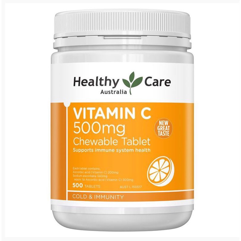 Viên C Nhai Vitamin C 500mg 500 viên, Viên Nhai Zinc Healthy Care Tăng Đề Kháng, Làm Sáng Da 500 viên
