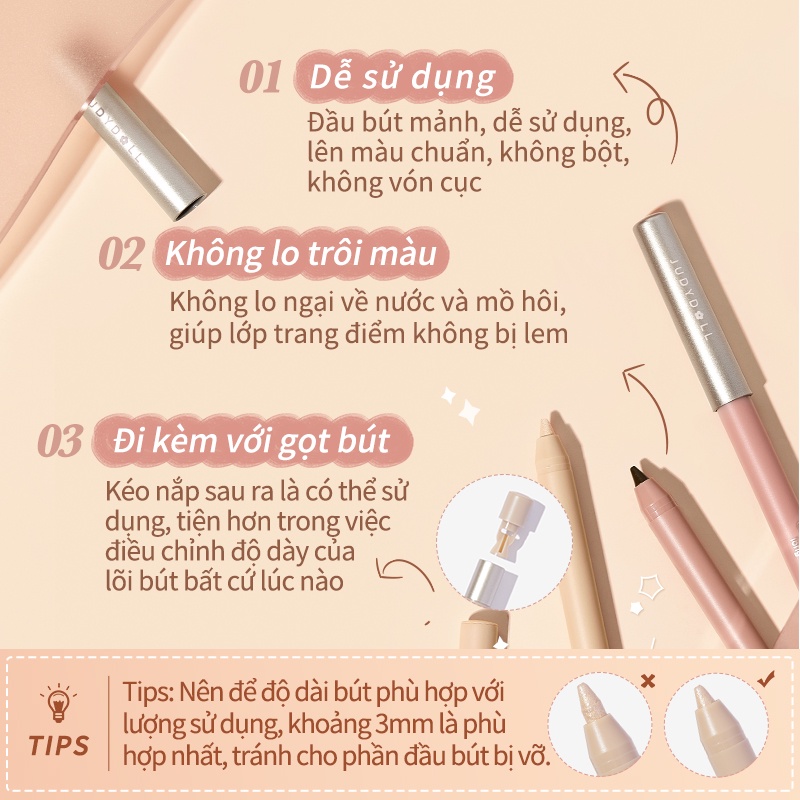 Chì kẻ mắt JUDYDOLL dạng kem gel chống thấm nước chống nhòe cao cấp 0.6g