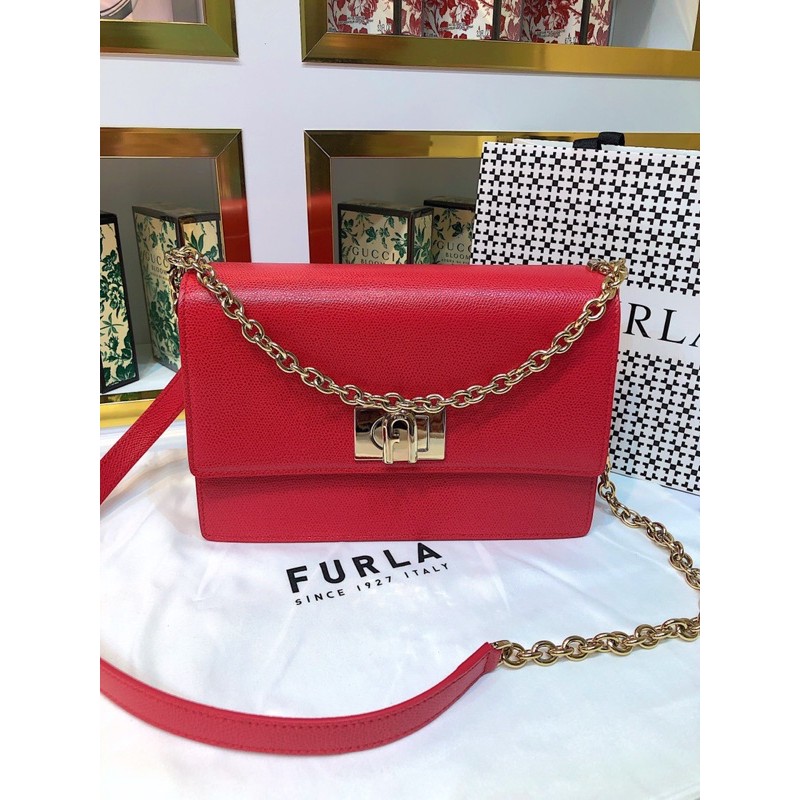 Túi Furla 1927 shoulder 4 màu nâu - cam - đỏ ruby - đỏ ciliegia hàng Ý chính hãng #Made_In_Italy