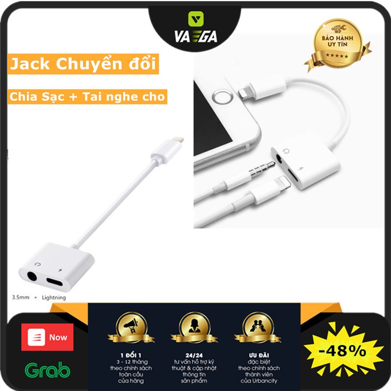 Jack Chuyển đổi Chia Sạc + Tai nghe cho iPhone 7/8/X/XsMax , Hoàn tiền nếu báo lỗi