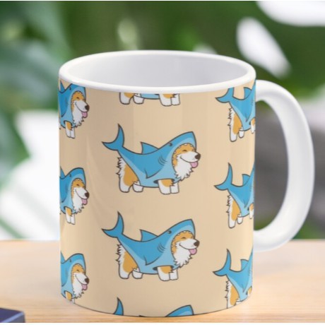 Cốc sứ Corgi trong trang phục cá mập Mug