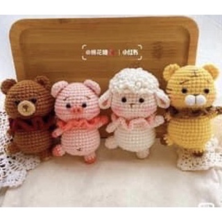 Móc treo chìa khoá hình thú bằng len handmade