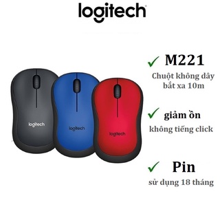 Chuột không dây Logitech M221 Wireless Silent , giảm ồn - pin 18 tháng
