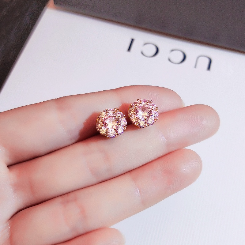 [Jiudolan] Khuyên Tai Kim Bạc Đính Đá Zircon Nhiều Màu Sắc Tinh Tế Thanh Lịch