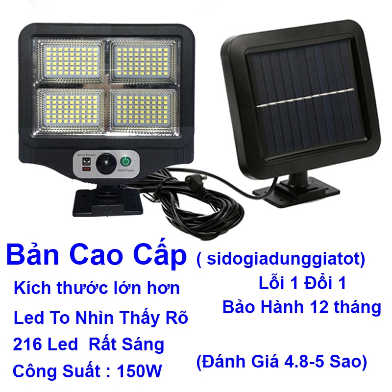 Đèn Năng Lượng Mặt Trời Cảm Biến Chuyển Động Tự Động Bật Tắt Siêu Sáng Điều Khiển Từ Xa Dây 5m
