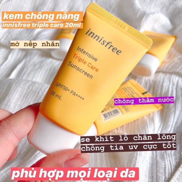 🌞 Kem chống nắng Innisfree Intensive Triple Care Sunscreen (mini 20ml) - Mẫu mới 2019 🌞