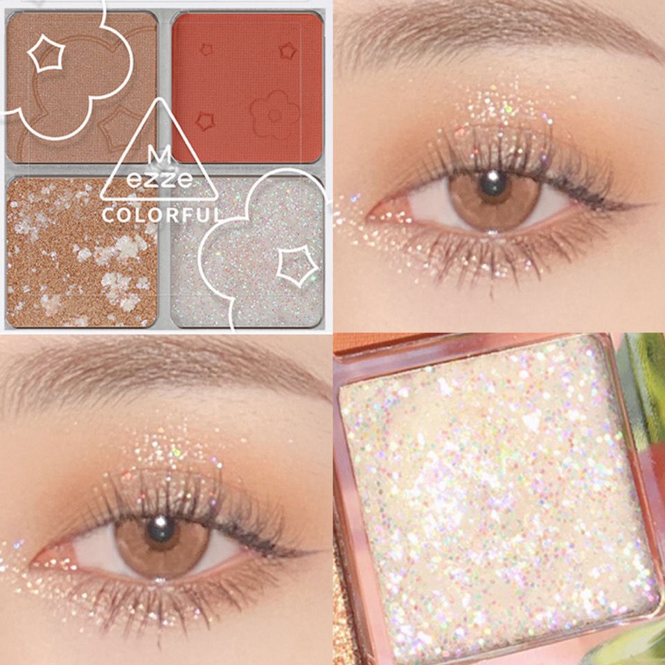 Bảng phấn mắt MEZZE bốn màu chất lì ánh ngọc trai chống thấm nước không phai màu nhỏ gọn | BigBuy360 - bigbuy360.vn