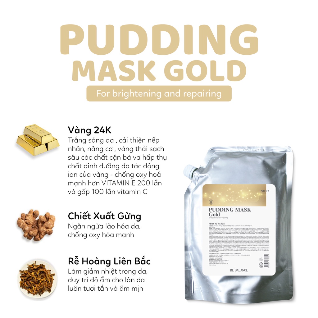 Mặt nạ BEBALANCE Pudding Mask Gold 1000ml