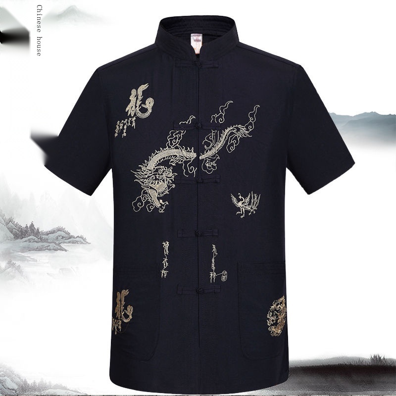 Set Đồ Phong Cách Trung Hoa Ngắn Tay Dành Cho Nam Trung Niên