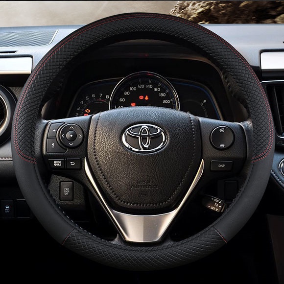 Vỏ Bọc Vô Lăng Xe Hơi Toyota Camry Vios Altis Rush Avanza Vellfire Hilux Wish Innova 38cm Bằng Da PU Chống Trượt
