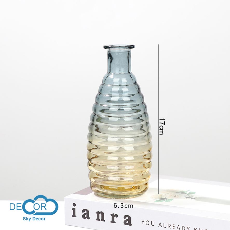Bình hoa vintage ombre Sky Decor - Lọ thủy tinh cắm hoa, lo thủy tinh decor bàn làm việc