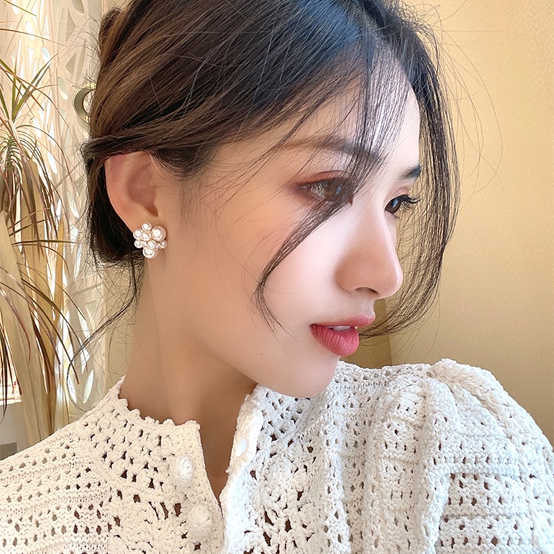 1 Đôi Bông Tai Hình Pháo Hoa Đính Ngọc Trai Nhân Tạo Thời Trang Đơn Giản Dành Cho Nữ