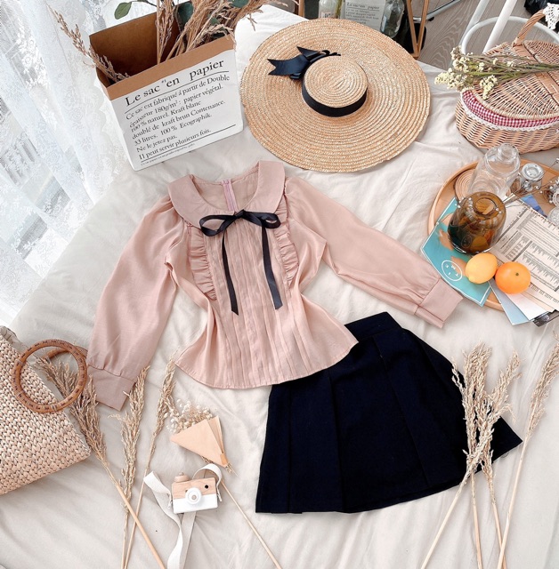 SET ÁO NƠ ĐEN CV ĐEN