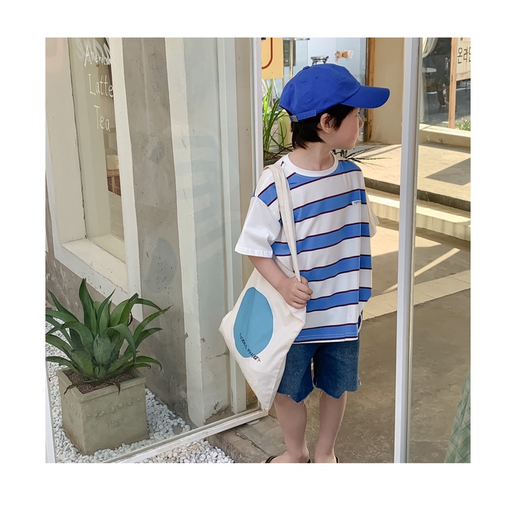Áo kẻ ngang phối tay trắng 3 màu cho bé trai bé gái mùa hè mới B69-21160