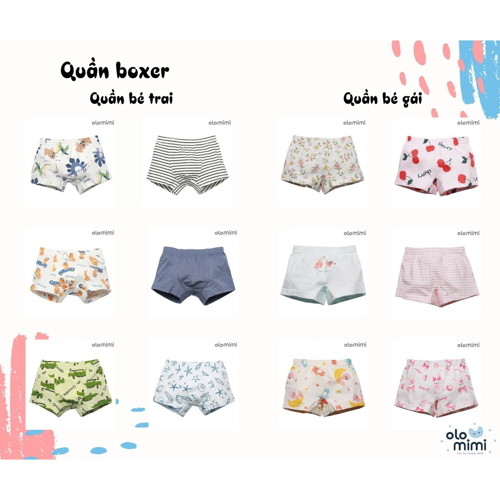 Quần chip đùi boxer bé trai 100% cotton - Olomimi Hàn Quốc