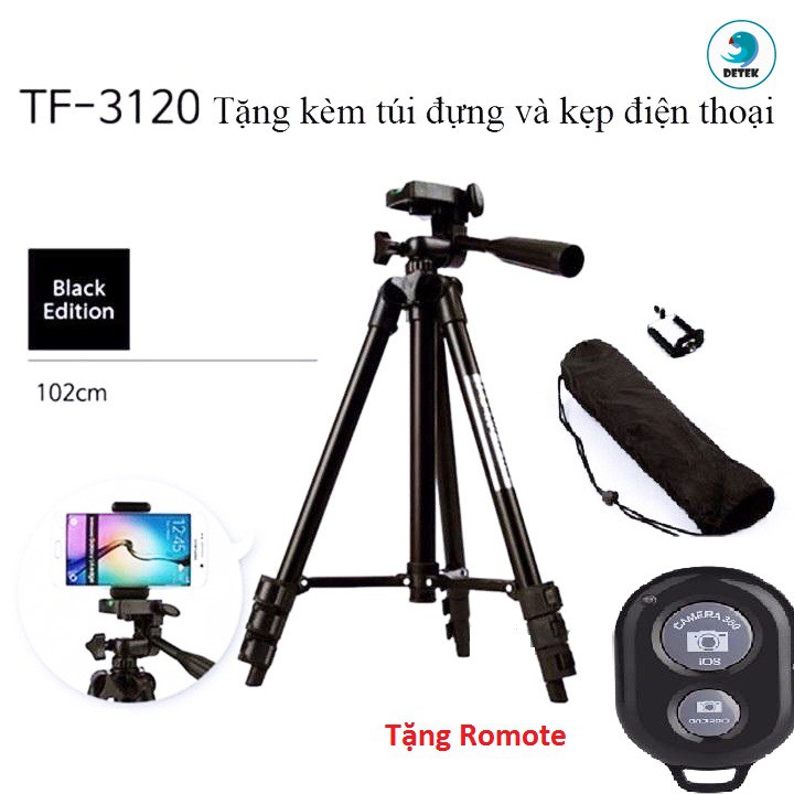 Gậy Tripod 3120, Tặng Kèm Romote Bluetooth Và Kẹp Điện Thoại - Gậy Siêu Bền