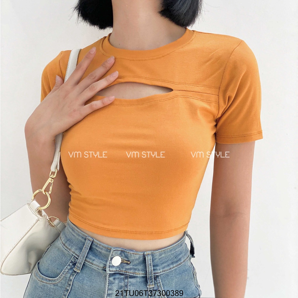 Áo thun tay ngắn VM STYLE crop hở ngực ulzzang thời trang nữ 21TU06T373003