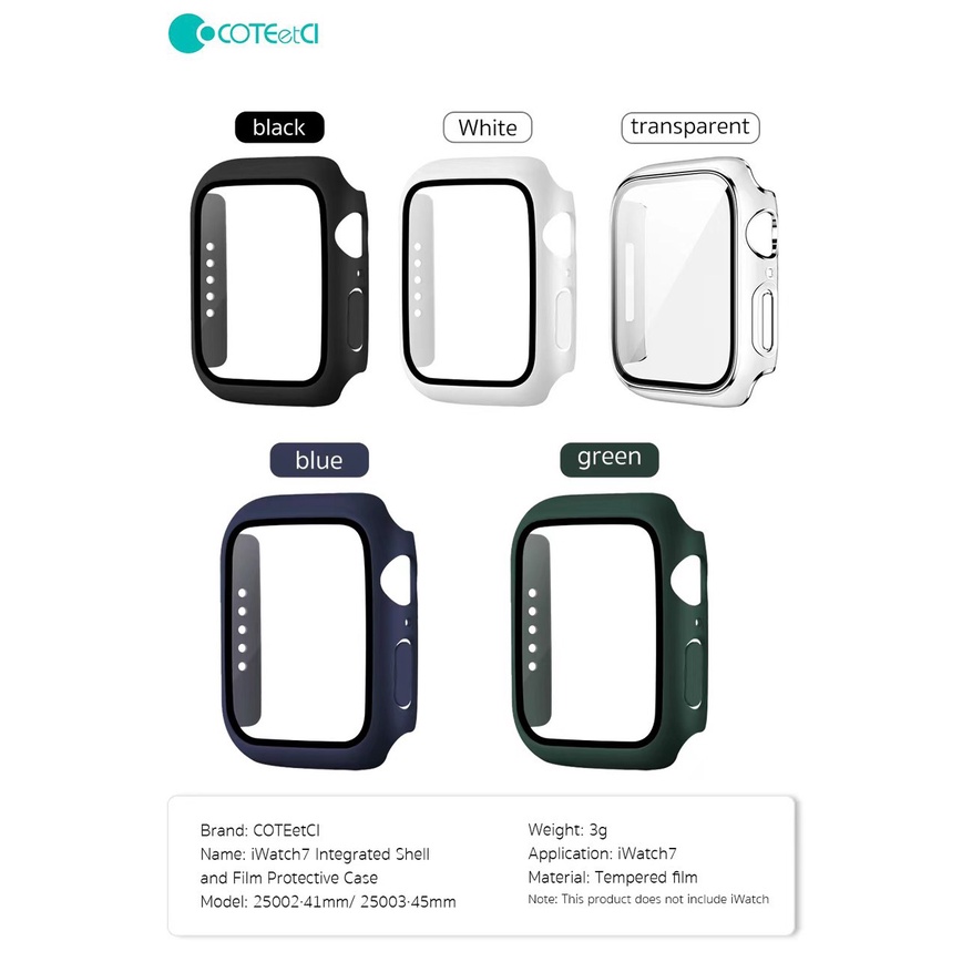 Ốp kèm kính cường lực Size 38/40/41/42/44/45 cho iWatch Series 7/6/5/4/3/2 cảm ứng mượt - chính hãng Coteetci
