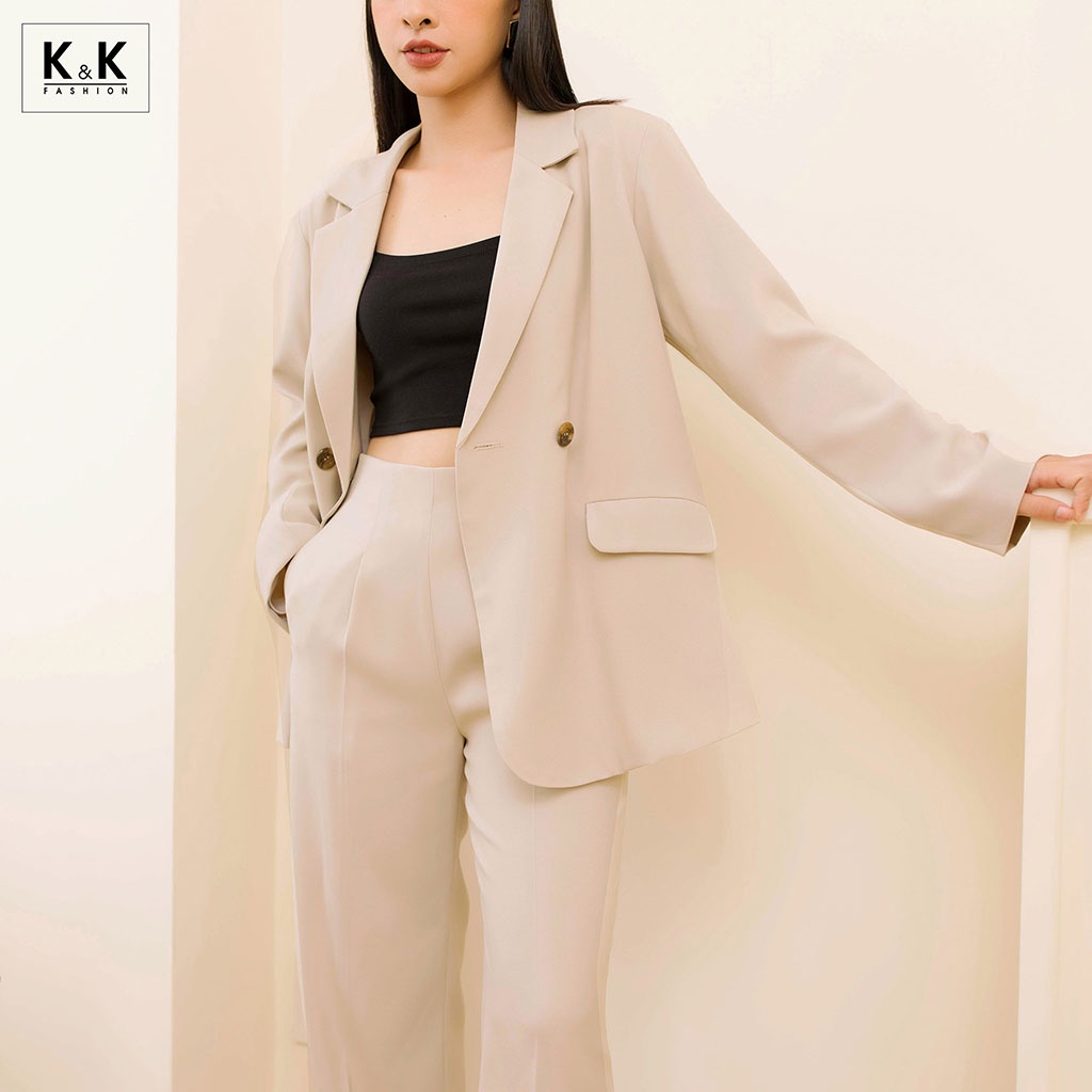 Áo Khoác Blazer 2 Túi K&amp;K Fashion AK10-30 Tay Dài Chất Liệu Cotton Hàn