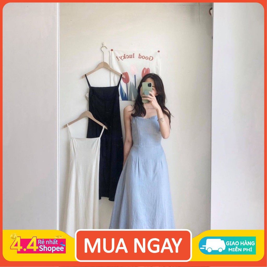 [TREND HÈ+ Ảnh video thật] Váy hai dây⚡FREESHIP⚡Váy hai dây chất đũi mịn, dáng suông dài kiểu đẹp, phong cách Hàn Quốc