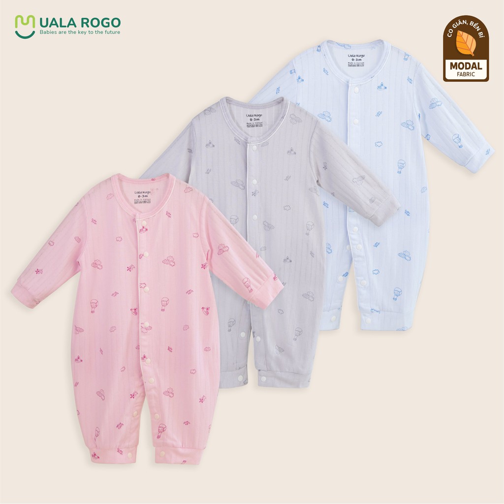 Bộ Body dài tay vải Modal họa tiết UalaRogo cho bé 0-12M