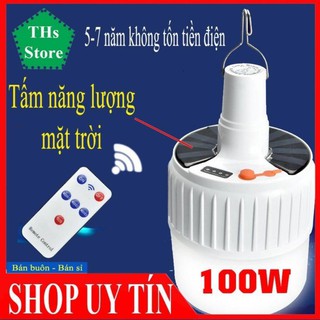 ( Chính Hãng ) Bóng Đèn Tích Điện đa năng 100w , có điều khiển từ xa và tấm năng lượng mặt trời