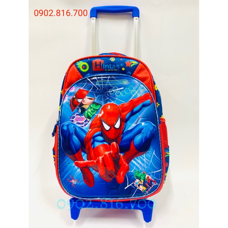 Balo cần kéo đi học cho bé trai tiểu học cấp 1 hình siêu nhân nhện Spiderman - Hintas