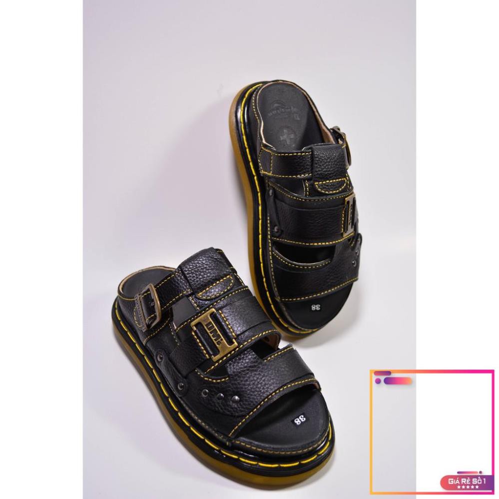 Dép Nam Quai Ngang Doctor Dr.Martens Da Bò Cao Cấp Hàng VNSX - Đế Lót Da Bò - Mã D11 -v01