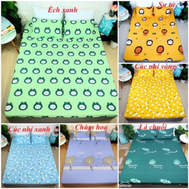 [CHỌN HÌNH-GIẢM 30K SHIP]BỘ DRAP GA GỐI POLY COTTON 3 MÓN GỒM 2 vỏ gối 1 ga chun